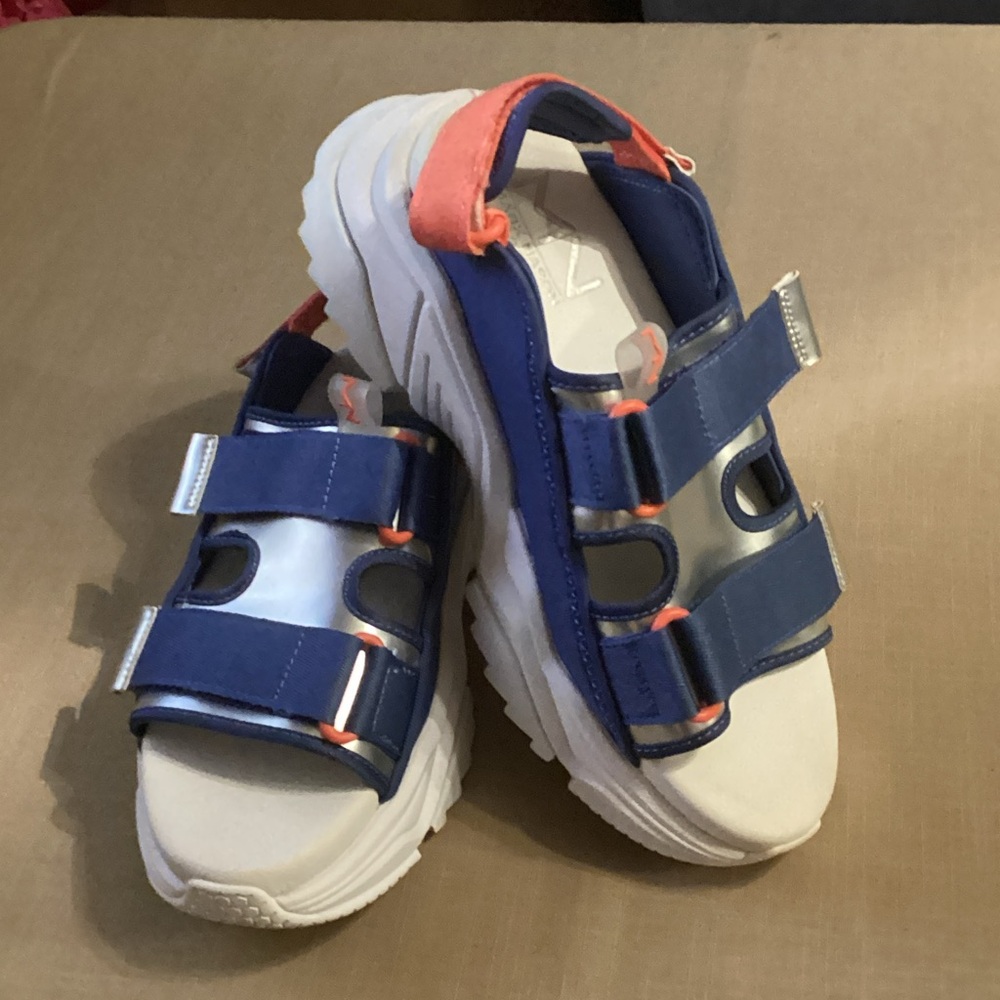 NWOT Mark Nason Kids Blue and Coral Sandals
